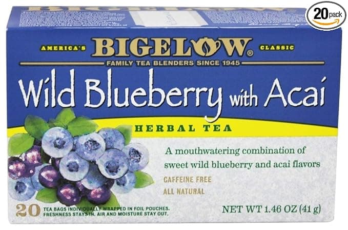 BIGELOW Herbal Tea Wild Blueberry with Acai, 20 Count